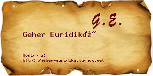 Geher Euridiké névjegykártya